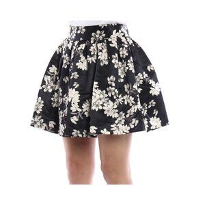 ALICE + OLIVIA Fizer Skirt in Southern Blossom black size 6 black white mini